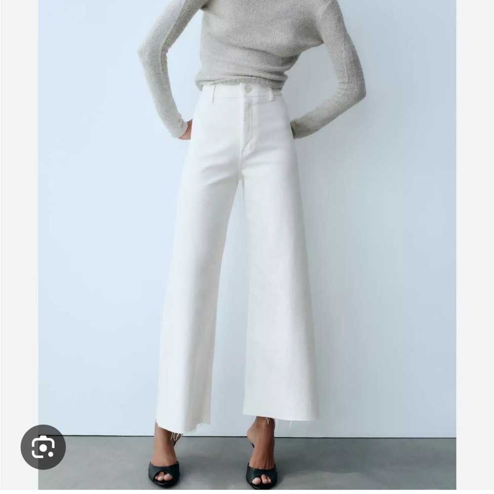 Zara Marine Wide leg jeans in white